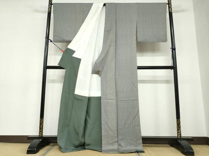 平和屋着物●上質な小紋　変わり縞　正絹　逸品　DABC2272ud