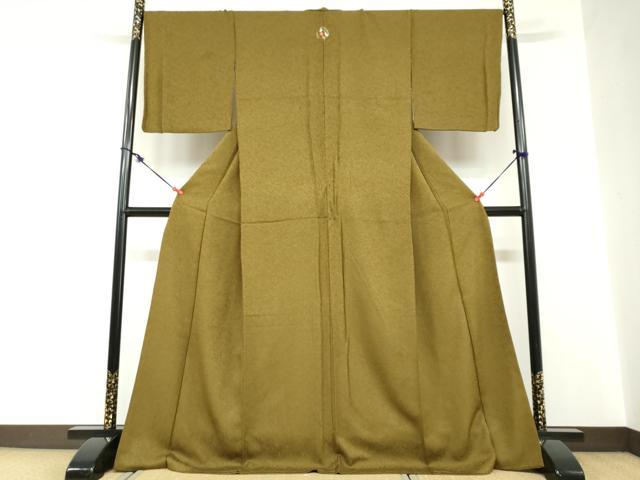 平和屋着物●上質な色無地　霞地紋　璃寛茶色　正絹　逸品　DABC2274ud