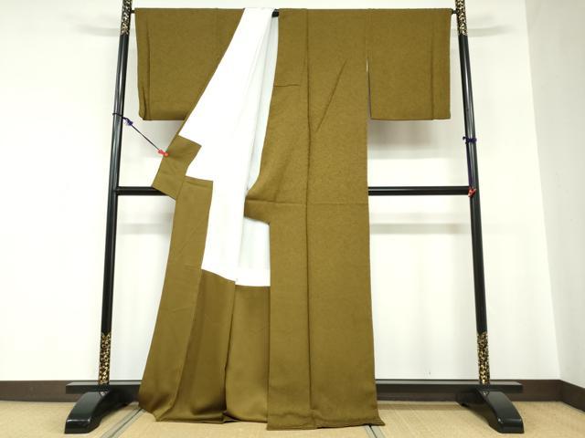 平和屋着物●上質な色無地　霞地紋　璃寛茶色　正絹　逸品　DABC2274ud