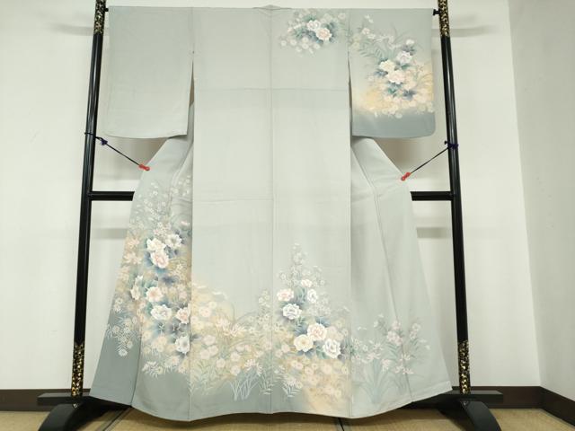 平和屋着物●訪問着　草花文　金彩　正絹　逸品　DABC2276ud