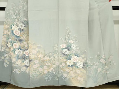 平和屋着物●訪問着　草花文　金彩　正絹　逸品　DABC2276ud