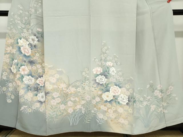 平和屋着物●訪問着　草花文　金彩　正絹　逸品　DABC2276ud