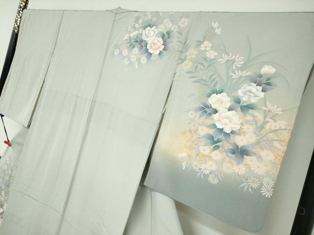 平和屋着物●訪問着　草花文　金彩　正絹　逸品　DABC2276ud