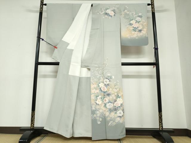 平和屋着物●訪問着　草花文　金彩　正絹　逸品　DABC2276ud