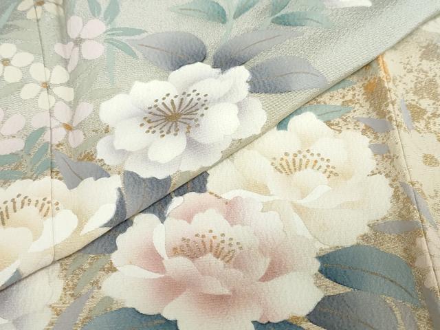 平和屋着物●訪問着　草花文　金彩　正絹　逸品　DABC2276ud