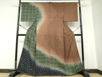 平和屋着物●訪問着　草花丸文　暈し染め　金彩　正絹　逸品　DABC2277ud