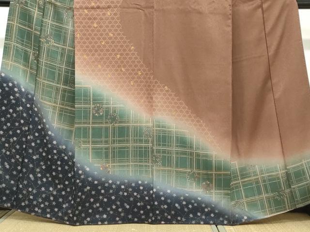 平和屋着物●訪問着　草花丸文　暈し染め　金彩　正絹　逸品　DABC2277ud