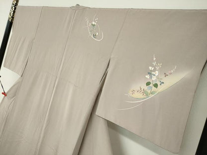 平和屋着物●訪問着　作家物　草花文　暈し染め　金彩　正絹　逸品　DABC2278ud