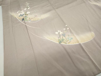 平和屋着物●訪問着　作家物　草花文　暈し染め　金彩　正絹　逸品　DABC2278ud