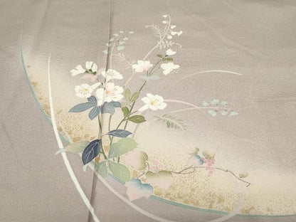 平和屋着物●訪問着　作家物　草花文　暈し染め　金彩　正絹　逸品　DABC2278ud