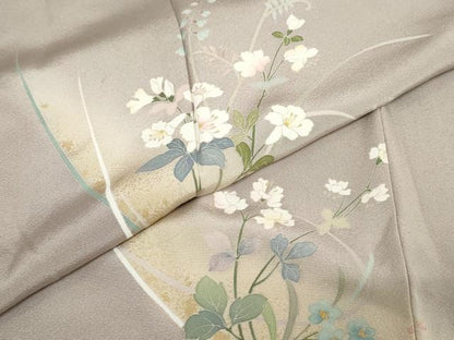 平和屋着物●訪問着　作家物　草花文　暈し染め　金彩　正絹　逸品　DABC2278ud