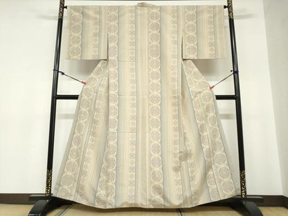 平和屋着物●上質な紬　草花間道　正絹　逸品　DABC2280ud