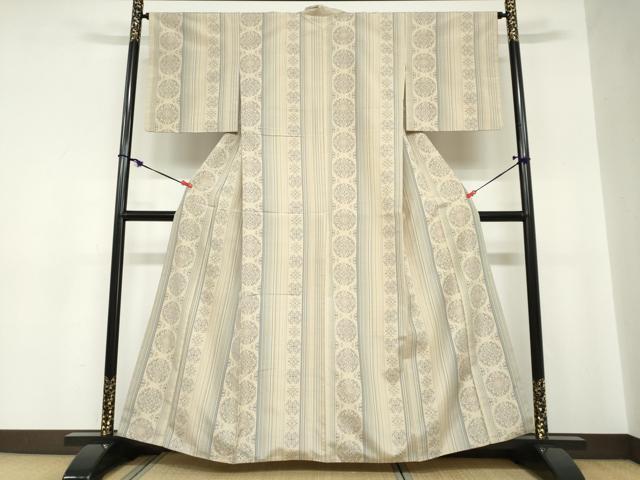 平和屋着物●上質な紬　草花間道　正絹　逸品　DABC2280ud