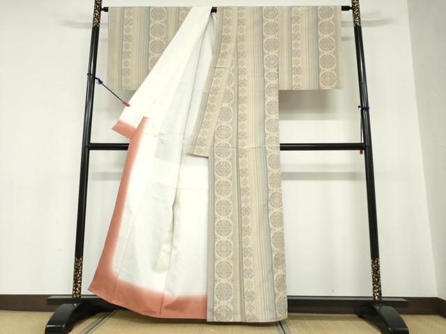 平和屋着物●上質な紬　草花間道　正絹　逸品　DABC2280ud