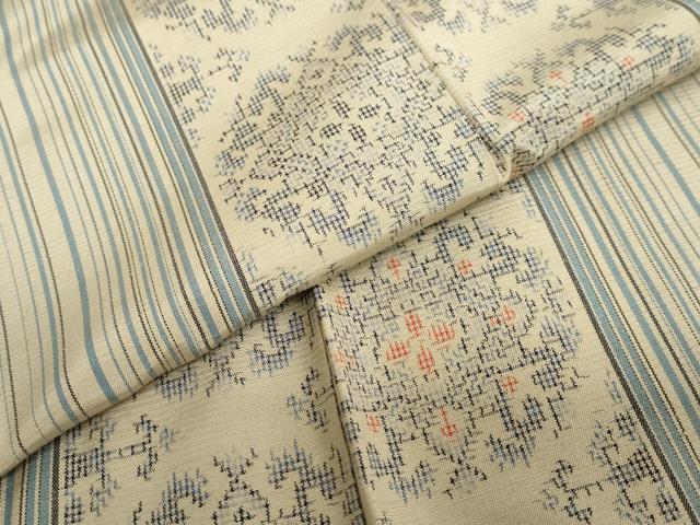 平和屋着物●上質な紬　草花間道　正絹　逸品　DABC2280ud