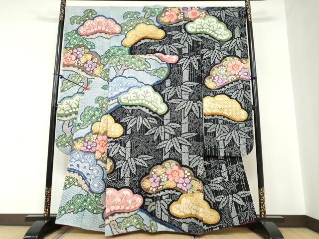 平和屋着物●豪華振袖　絞り　吉祥草花文　正絹　逸品　DABC2283ud