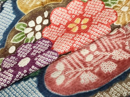 平和屋着物●豪華振袖　絞り　吉祥草花文　正絹　逸品　DABC2283ud