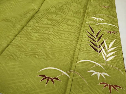 平和屋着物●豪華振袖　駒刺繍　流水渡橋草花文　金彩　正絹　逸品　DABC2285ud