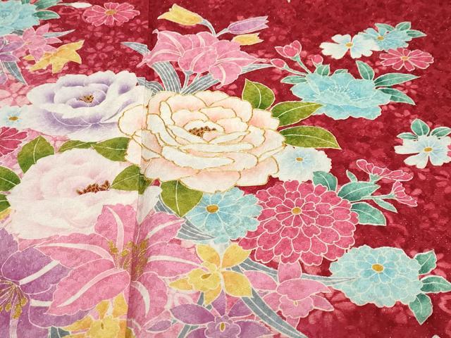 平和屋着物●豪華振袖　駒刺繍　草花文　暈し染め　金彩　銀通し地　正絹　逸品　DABC2287ud
