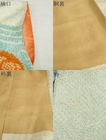 平和屋着物●豪華振袖　総絞り　流水草花文　正絹　逸品　DABC2288ud