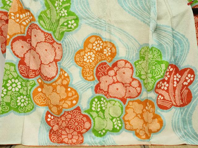 平和屋着物●豪華振袖　総絞り　流水草花文　正絹　逸品　DABC2288ud