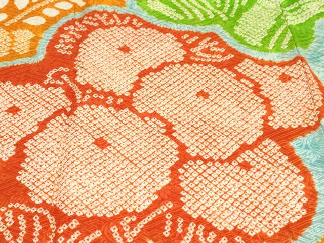 平和屋着物●豪華振袖　総絞り　流水草花文　正絹　逸品　DABC2288ud