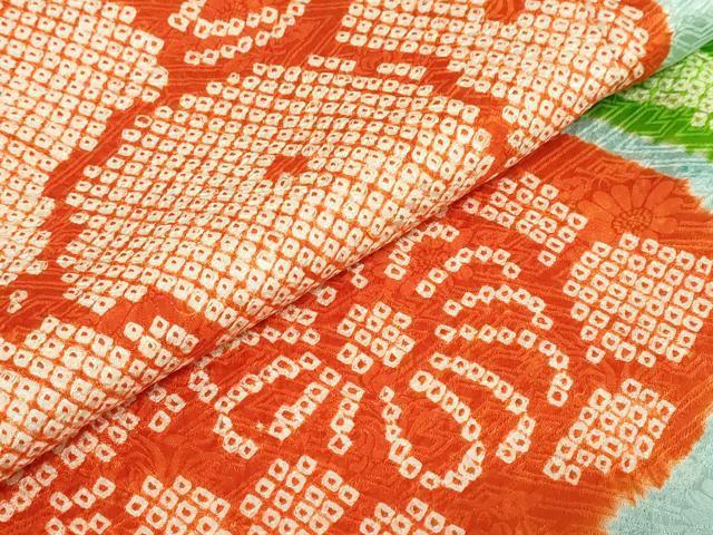 平和屋着物●豪華振袖　総絞り　流水草花文　正絹　逸品　DABC2288ud