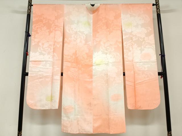 平和屋着物●振袖用長襦袢　袷　草花地紋　暈し染め　正絹　逸品　DABC2290ud