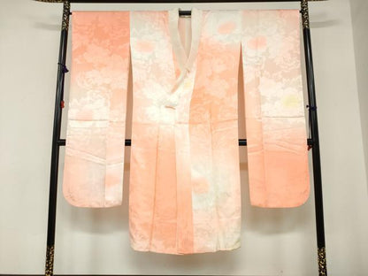 平和屋着物●振袖用長襦袢　袷　草花地紋　暈し染め　正絹　逸品　DABC2290ud