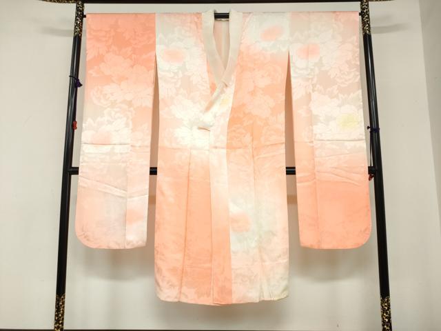 平和屋着物●振袖用長襦袢　袷　草花地紋　暈し染め　正絹　逸品　DABC2290ud