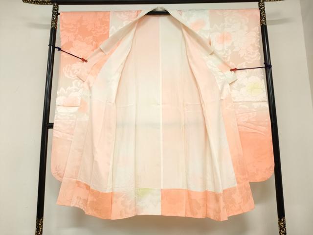 平和屋着物●振袖用長襦袢　袷　草花地紋　暈し染め　正絹　逸品　DABC2290ud