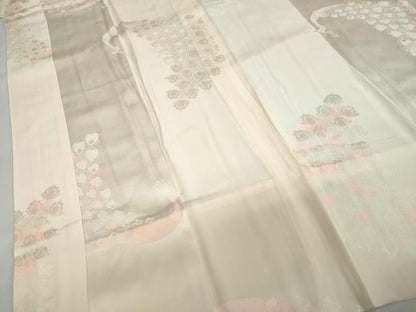 平和屋着物●振袖用長襦袢　無双仕立て　孔雀地紋　暈し染め　正絹　逸品　DABC2291ud