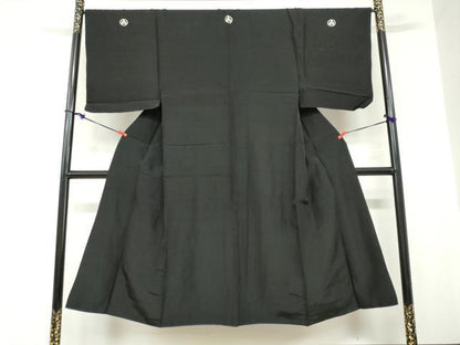 平和屋着物●男性　黒紋付　正絹　逸品　DABC2293ud