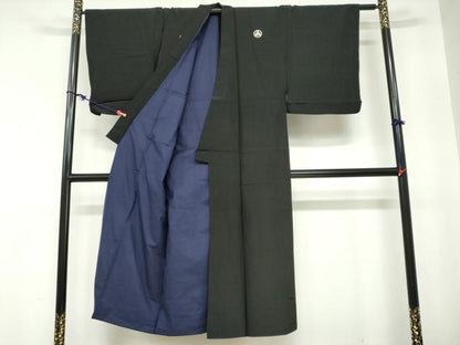 平和屋着物●男性　黒紋付　正絹　逸品　DABC2293ud