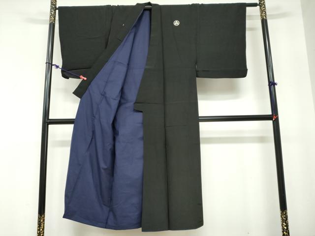 平和屋着物●男性　黒紋付　正絹　逸品　DABC2293ud