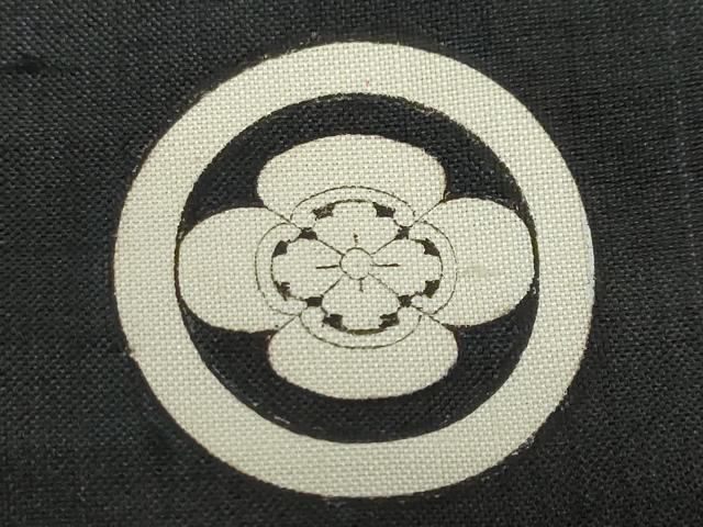 平和屋着物●男性　黒紋付　紬地　正絹　逸品　DABC2294ud