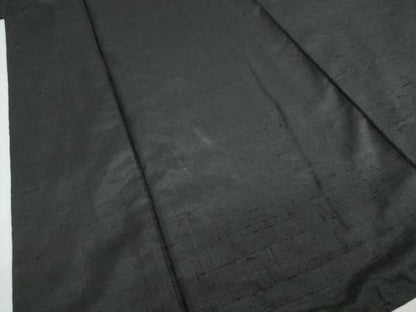 平和屋着物●男性　黒紋付　紬地　正絹　逸品　DABC2294ud
