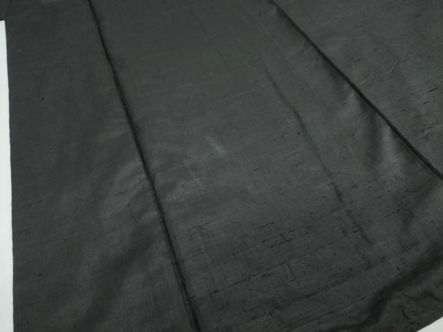 平和屋着物●男性　黒紋付　紬地　正絹　逸品　DABC2294ud