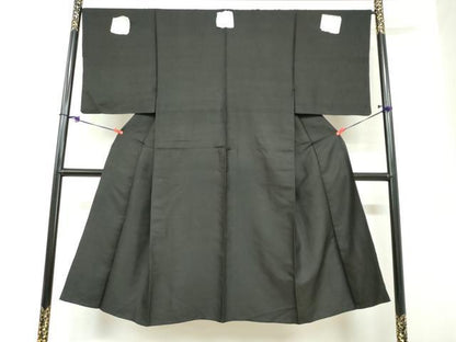 平和屋着物●男性　黒紋付　正絹　逸品　DABC2295ud