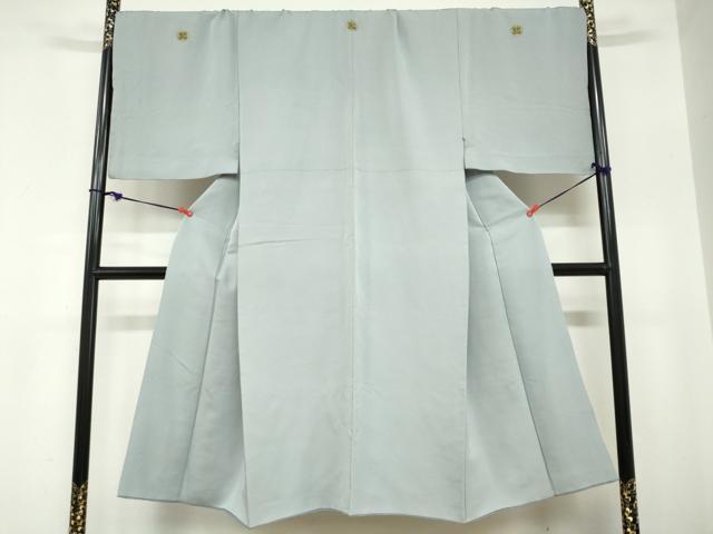 平和屋着物●男性　色紋付　錆青磁色　キングサイズ　正絹　逸品　DABC2296ud