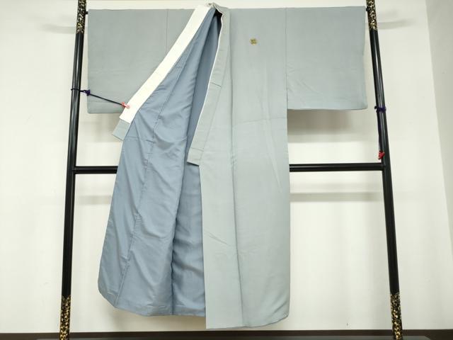 平和屋着物●男性　色紋付　錆青磁色　キングサイズ　正絹　逸品　DABC2296ud