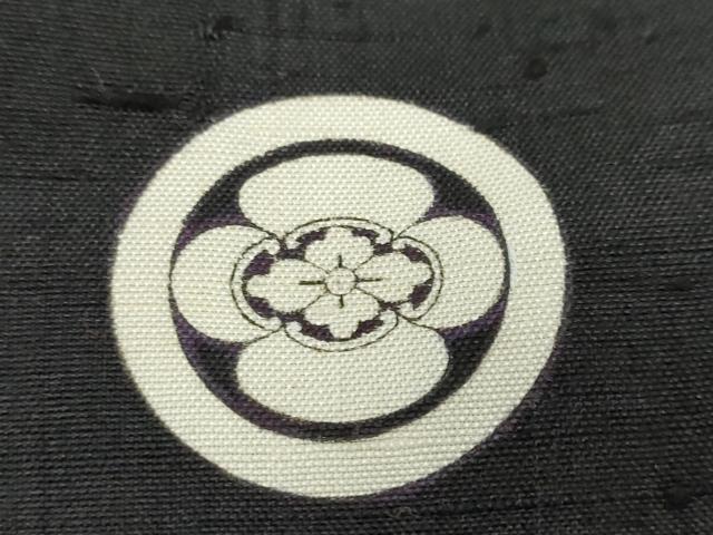 平和屋着物●男性　黒紋付　紬地　正絹　逸品　DABC2297ud