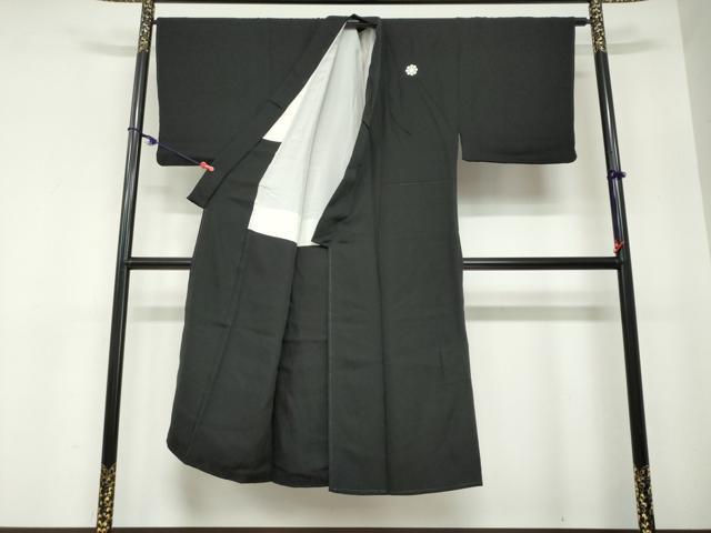 平和屋着物●男性　黒紋付　正絹　逸品　DABC2300ud