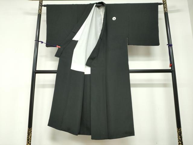 平和屋着物●男性　黒紋付　正絹　逸品　DABC2302ud