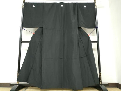 平和屋着物▽男性 単衣 黒紋付 キングサイズ 正絹 逸品 DABC2303ud
