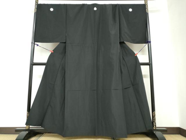 平和屋着物▽男性 単衣 黒紋付 キングサイズ 正絹 逸品 DABC2303ud