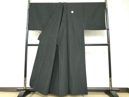 平和屋着物▽男性 単衣 黒紋付 キングサイズ 正絹 逸品 DABC2303ud