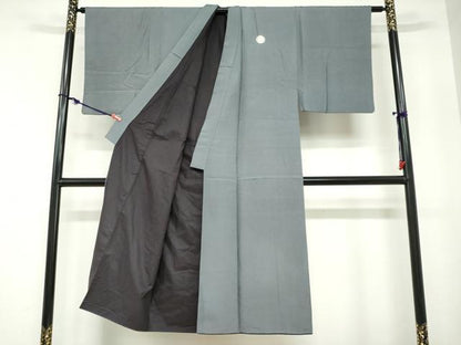 平和屋着物●男性　色紋付　錆鉄御納戸色　正絹　逸品　DABC2304ud