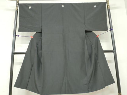 平和屋着物●男性　黒紋付　正絹　逸品　DABC2305ud