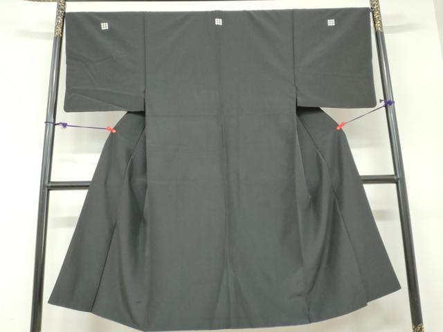 平和屋着物●男性　黒紋付　正絹　逸品　DABC2305ud
